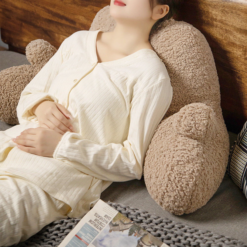 Fluffy Backrest Reading Pillow Lumbar Support Chair Cushion with Arms Coffee