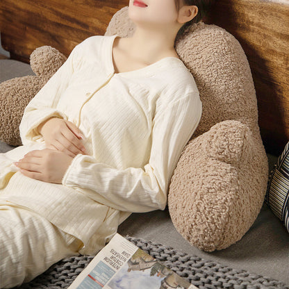 Fluffy Backrest Reading Pillow Lumbar Support Chair Cushion with Arms Coffee