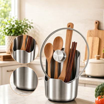 Stainless Steel Utensil Holder and Pot Lid Organizer
