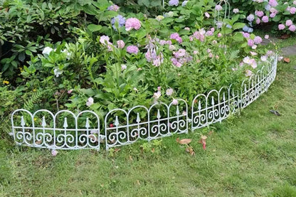 4 pcs Garden Plastic Fence Border Edging Panel Lawn Covers Yard-White