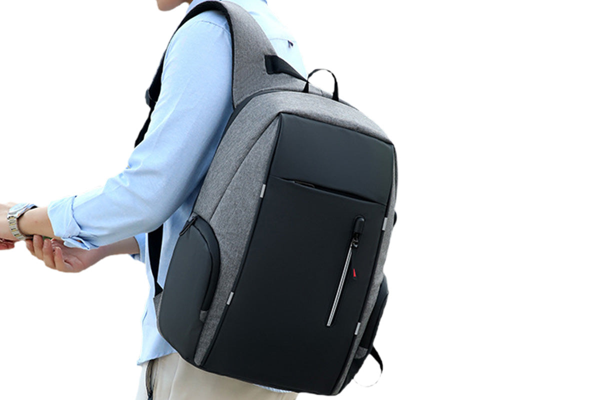 Travel Laptop Backpack with USB Port School Bookbag Fits 15.6 Inch Laptop-Grey