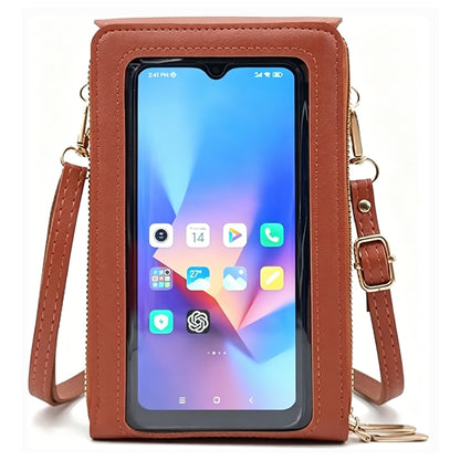 Touchscreen Crossbody Phone Bag Small Purse with Card Slots for Travel-Brown