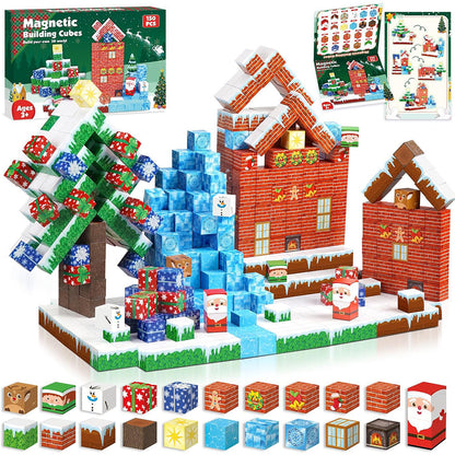 Magnetized Building Blocks for Kids Christmas Themed STEM Learning Cubes Style 2