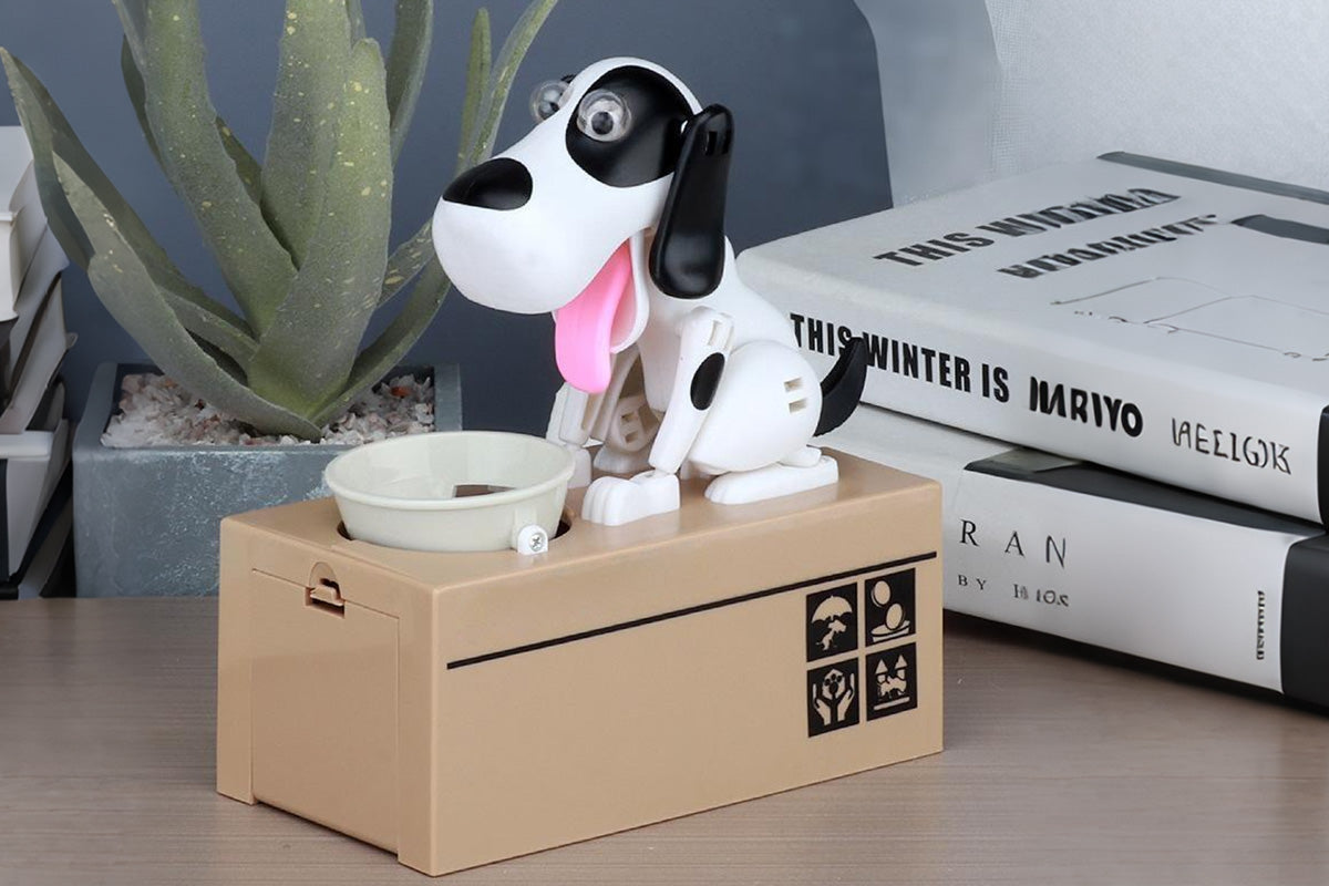 Robotic Eating Dog Coin Bank Electric Coin Bank for boy and girls-Black