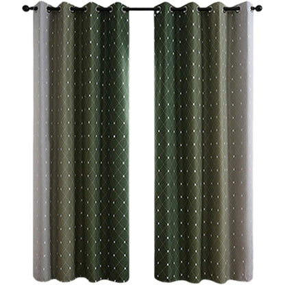 2Pcs Blackout Curtain Gradient Color Curtains-Dark Blue