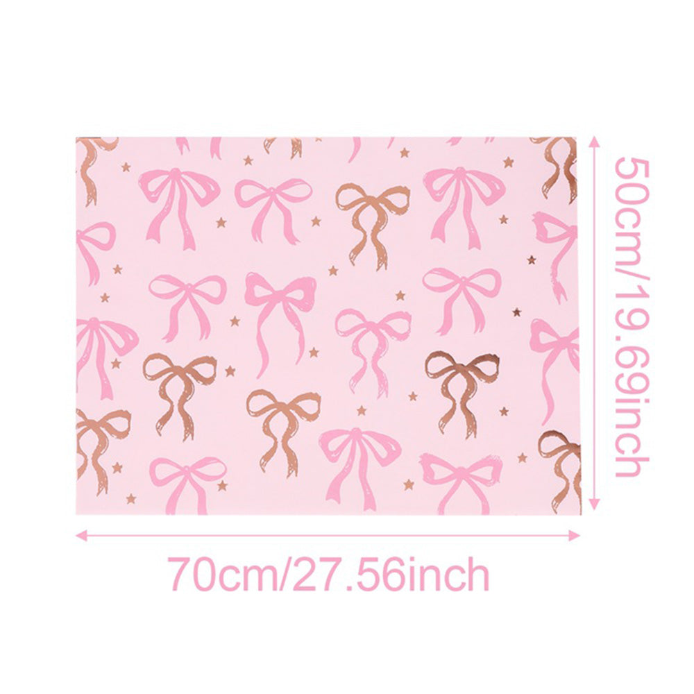 6 Sheet 70x50cm Coquette Bow Pattern Gift Wrapping Paper Set - Pink