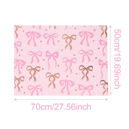 6 Sheet 70x50cm Coquette Bow Pattern Gift Wrapping Paper Set - Pink