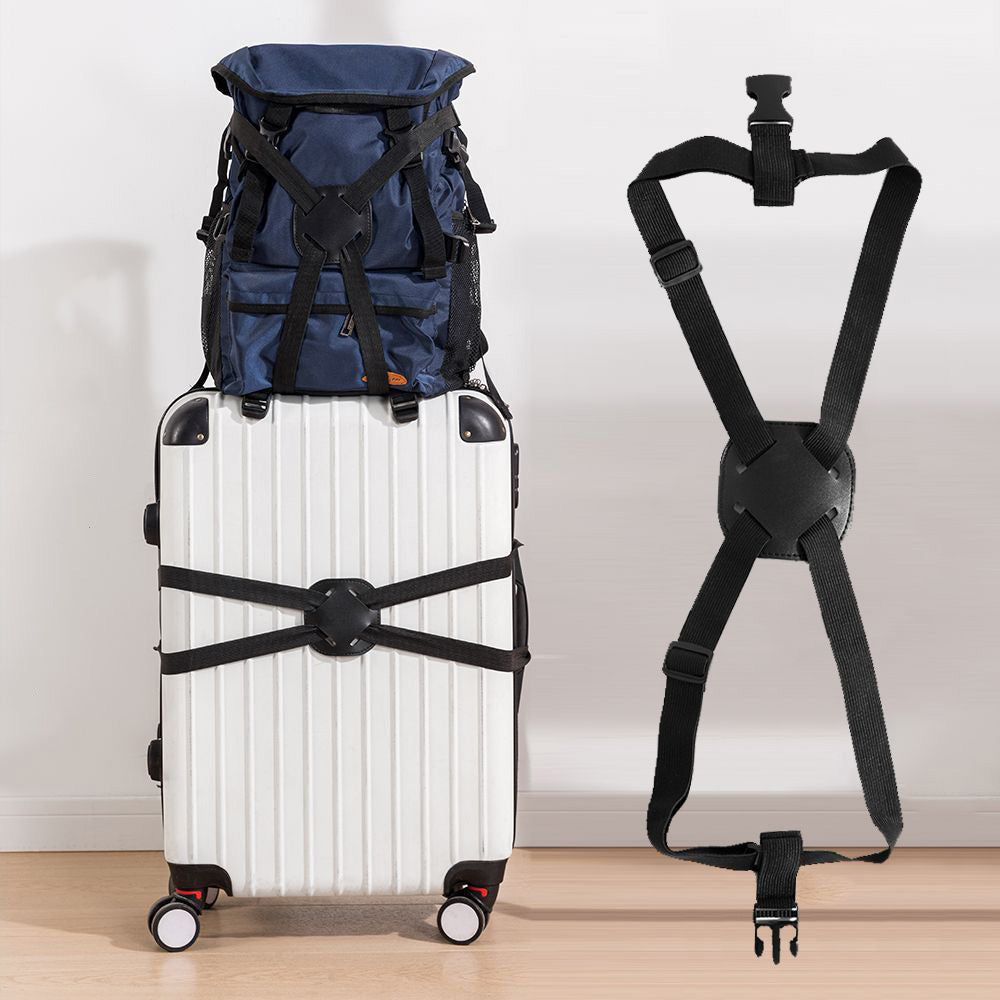 2 Piece Adjustable Elastic Luggage Strap - Black