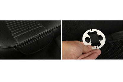 Faux Leather Rear Car Anti-Slip Bench Seat Protector Mat With Storage Pockets-Black
