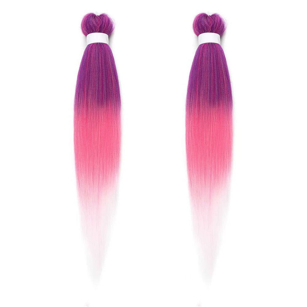 2Pcs Pre-Stretched Braiding Hair Extensions Synthetic Cosplay Hair Extensions Purple-Pink Ombre