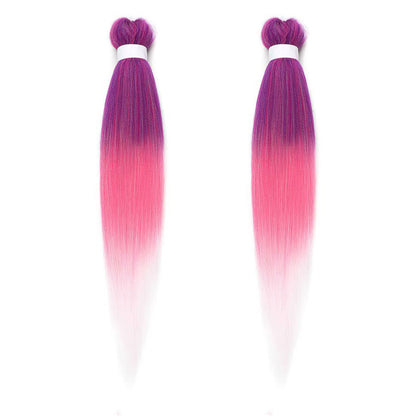 2Pcs Pre-Stretched Braiding Hair Extensions Synthetic Cosplay Hair Extensions Purple-Pink Ombre