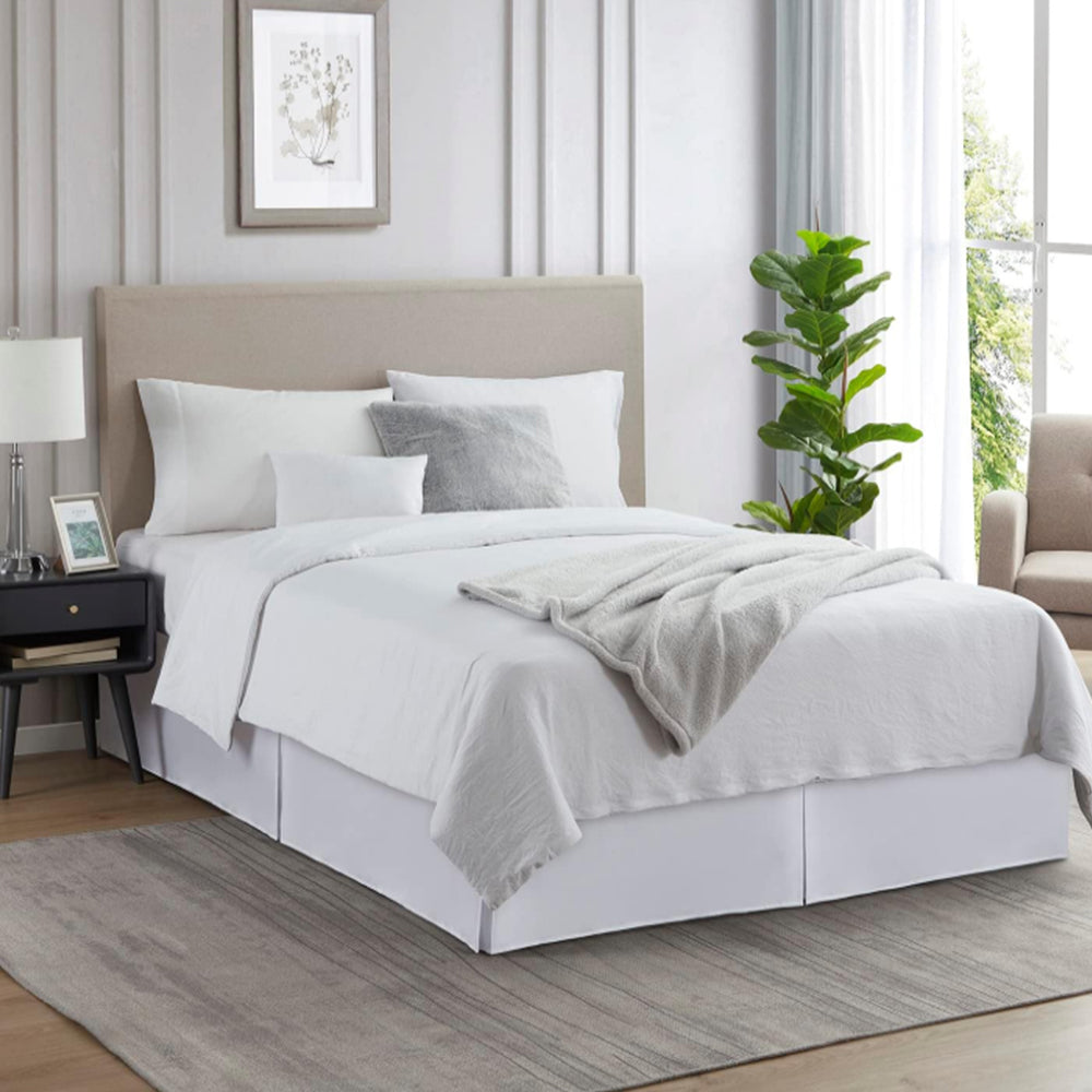 Pleated Bed Skirt Easy Fit Bed Drop Wrap White