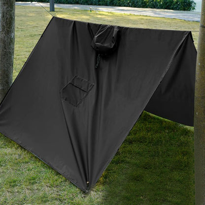 3 in 1 Portable Rain Poncho Waterproof Lightweight Emergency Raincoat with Pocket-Black