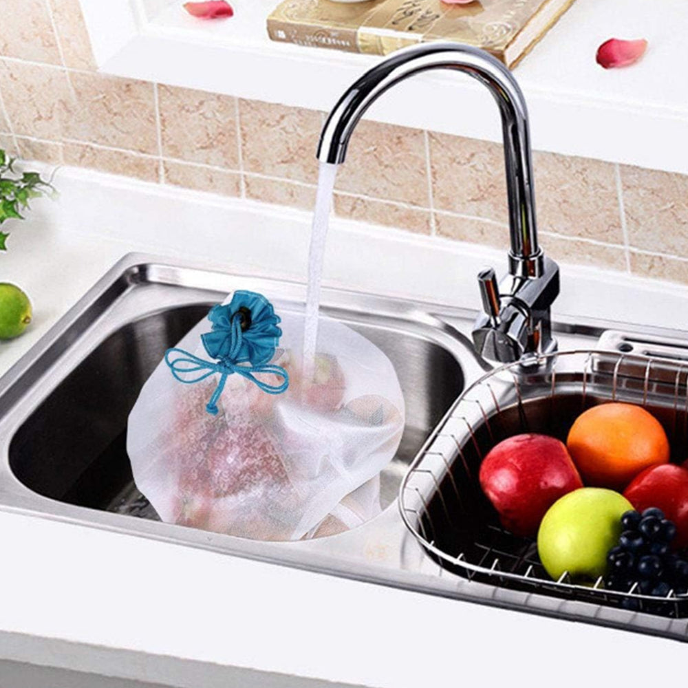 12Pcs Set Reusable Mesh Produce Bags Eco-Friendly Drawstring Bags