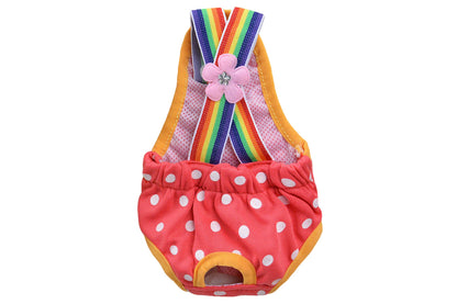 Cute Harness Female Dog Sanitary Pants Reusable Menstrual Diaper-Red