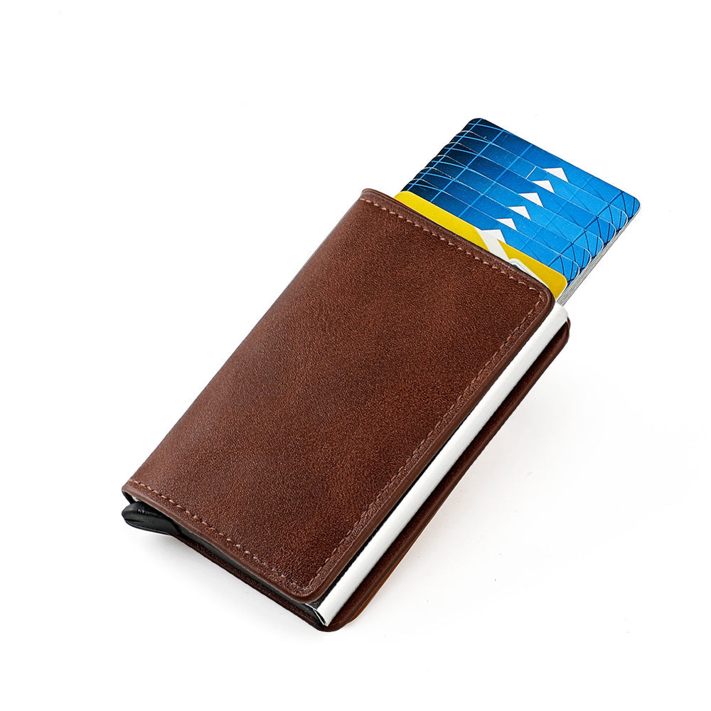 RFID Blocking Wallet PU Leather Credit Card Holder Money Cash Purse Dark Brown