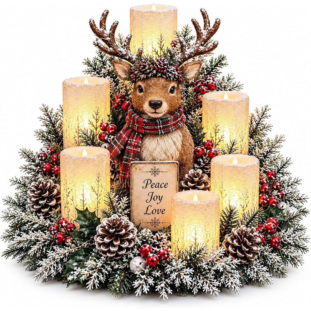 Christmas Decoration Candle Light Resin Christmas Table Centerpieces - Reindeer