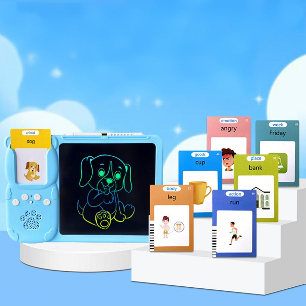 Talking Flash Cards Toys 510 Words with Drawing Tablet for Boys Girls-Blue