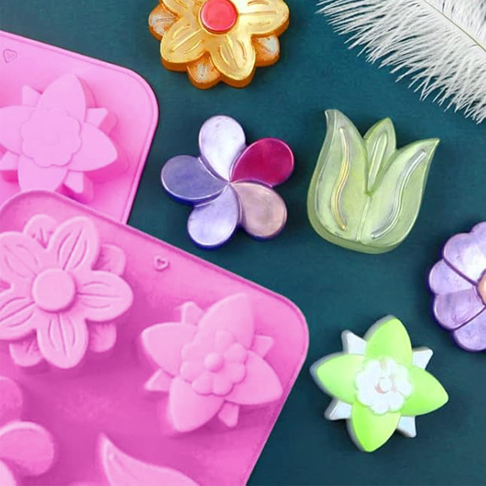 3 Pack Flower Soap Mold Silicone Baking Molds