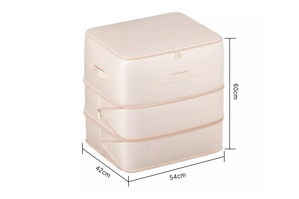 2Pcs 3 Layer Ultra Space Saving Self Compression Organizer Heavy Duty Moving Storage Bag-Beige