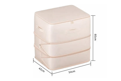 2Pcs 3 Layer Ultra Space Saving Self Compression Organizer Heavy Duty Moving Storage Bag-Beige
