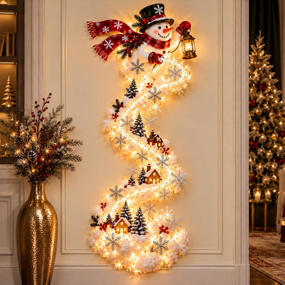 2D Acrylic Christmas Enchanted Path Wall Light  Warm White Wall Light - Snowman