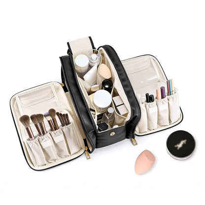 Large Capacity Travel Makeup Bag Portable Cosmetic Organizer Storage Toiletry Bags-Black