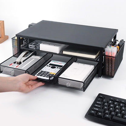 Desk Organizer Computer Monitor Stand Riser with Drawer and Pen Holders