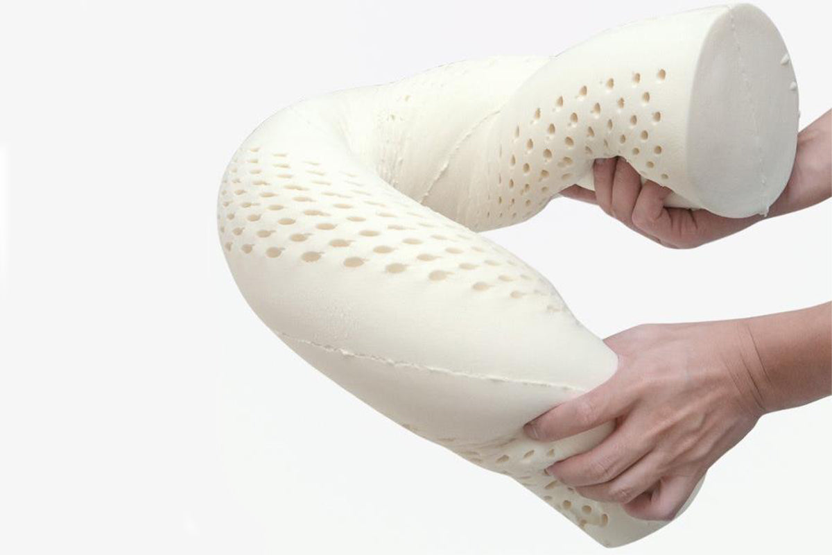 Natural Latex Body Pillow Springy Long Leg Pillow Cover Included for Sleeping-Beige