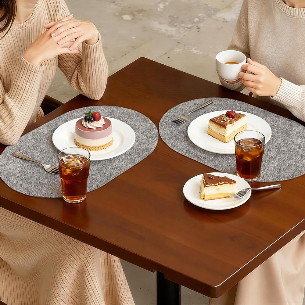 6Pcs Faux Leather Placemats Waterproof Heat Resistant Washable Table Mats