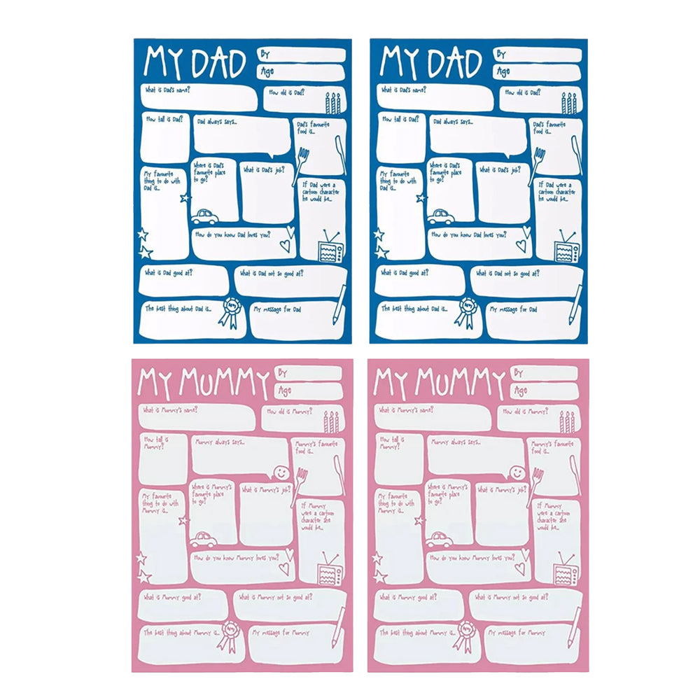4Pcs Fill in Blanks Greeting Birthday Card Father's Day Mother's Day Cards