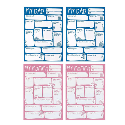 4Pcs Fill in Blanks Greeting Birthday Card Father's Day Mother's Day Cards