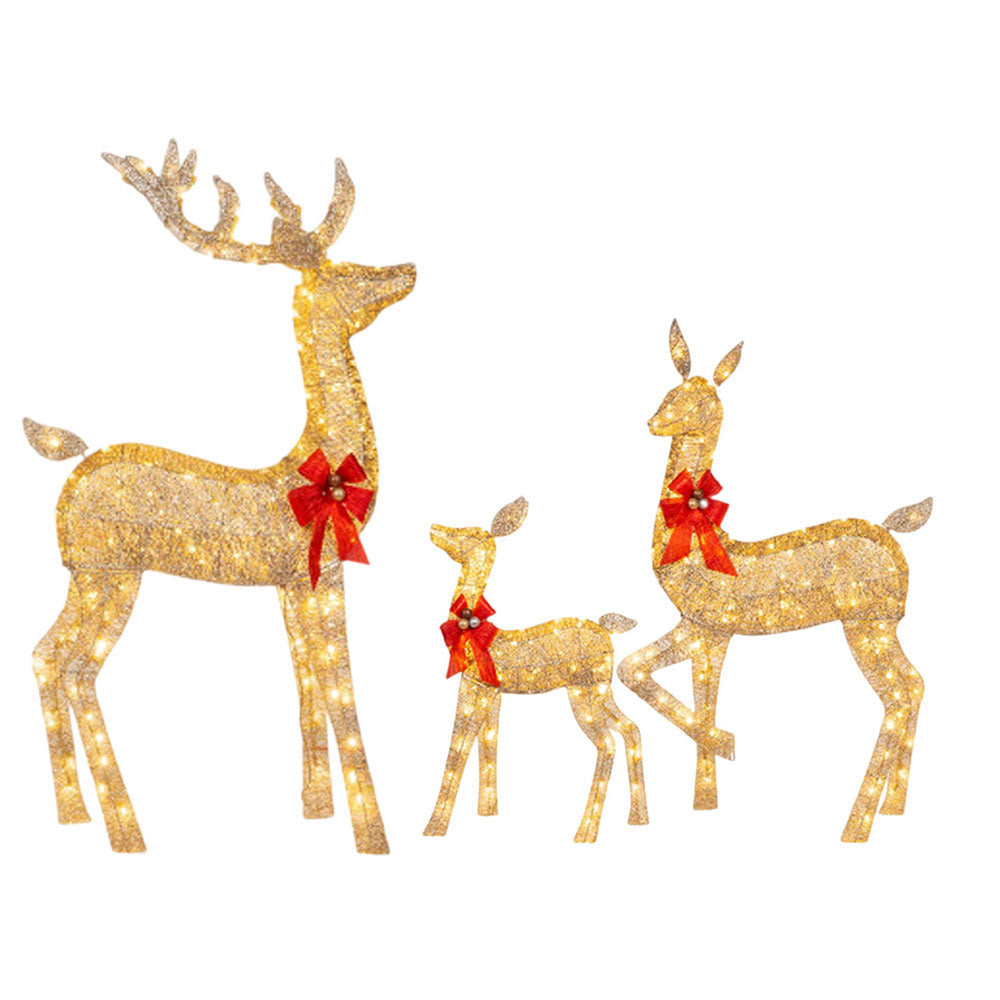 3Pcs Christmas Lighted Reindeer Decorations LED Standing Deer Decor