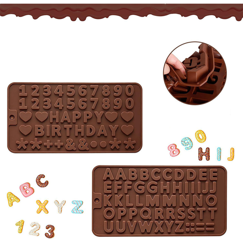 4 Piece Silicone Letter Number Chocolate Molds
