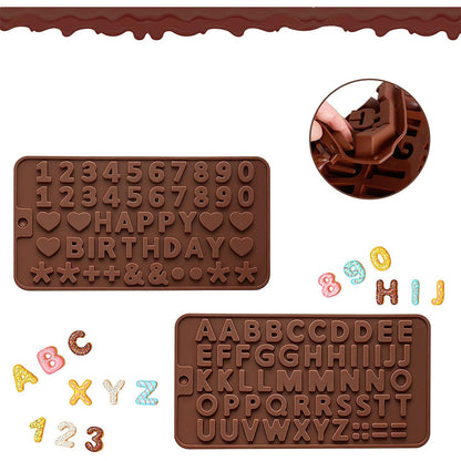 4 Piece Silicone Letter Number Chocolate Molds