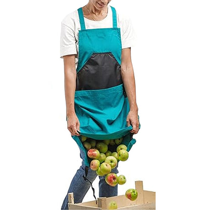 Gardening Apron with Pockets Harvest Weeding Garden Tools Blue