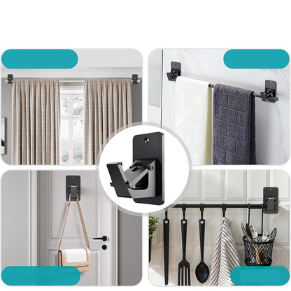 2Pcs Curtain Rod Holder Adhesive Hook-Black