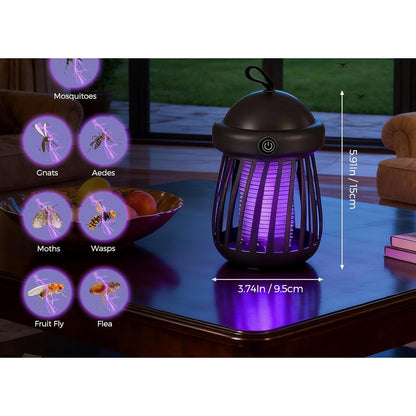 Bug Zapper Outdoor Indoor Mosquito Killer Trap Lamp with Light for Patio-Grey