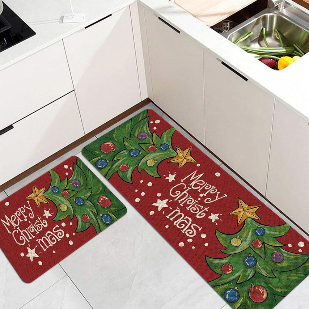 2PCS Christmas Floor Mats Set ¨C Non-Slip Rugs for Kitchen Bathroom Living Room and Doorway Style 3