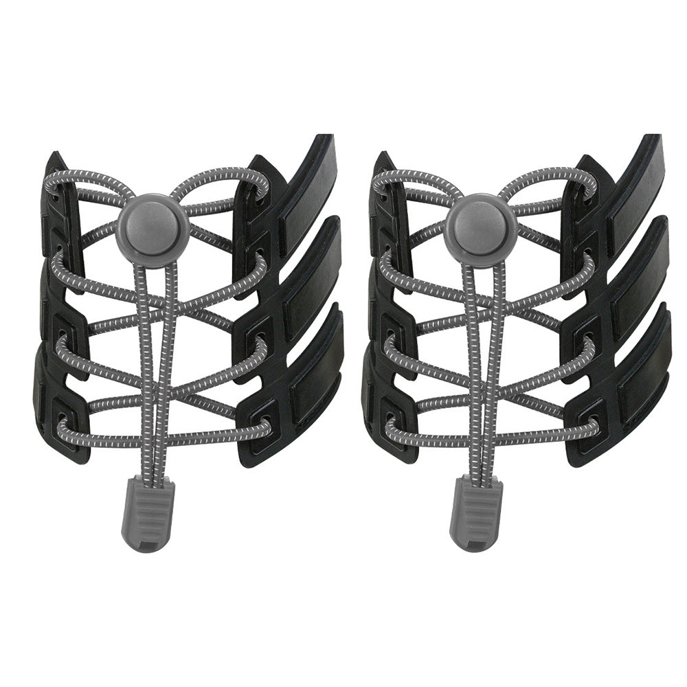 2 Pairs Elastic No Tie Shoelaces with Spring Lock-Grey