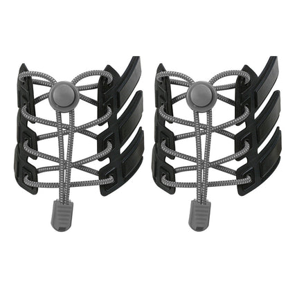 2 Pairs Elastic No Tie Shoelaces with Spring Lock-Grey