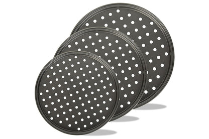 Pizza Pan Non Stick Crisper Tray Carbon Steel Round Oven Bakeware with Holes -32cm