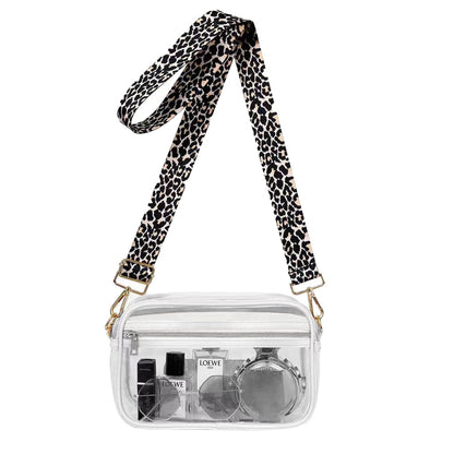 Clear Crossbody Bag Sling Purse Makeup Storage Bag Concert Messenger Bag with Removable Strap White
