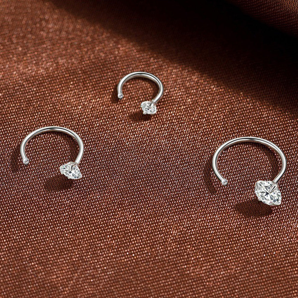Half Hoop Earrings Lightweight Sterling Silver Stud Earrings