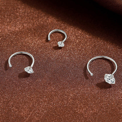 Half Hoop Earrings Lightweight Sterling Silver Stud Earrings