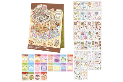 2Sets DIY Sticker Kit 3D Miniature Scene Stickers with 20 Cartoon Stickers for Adult Little Ones