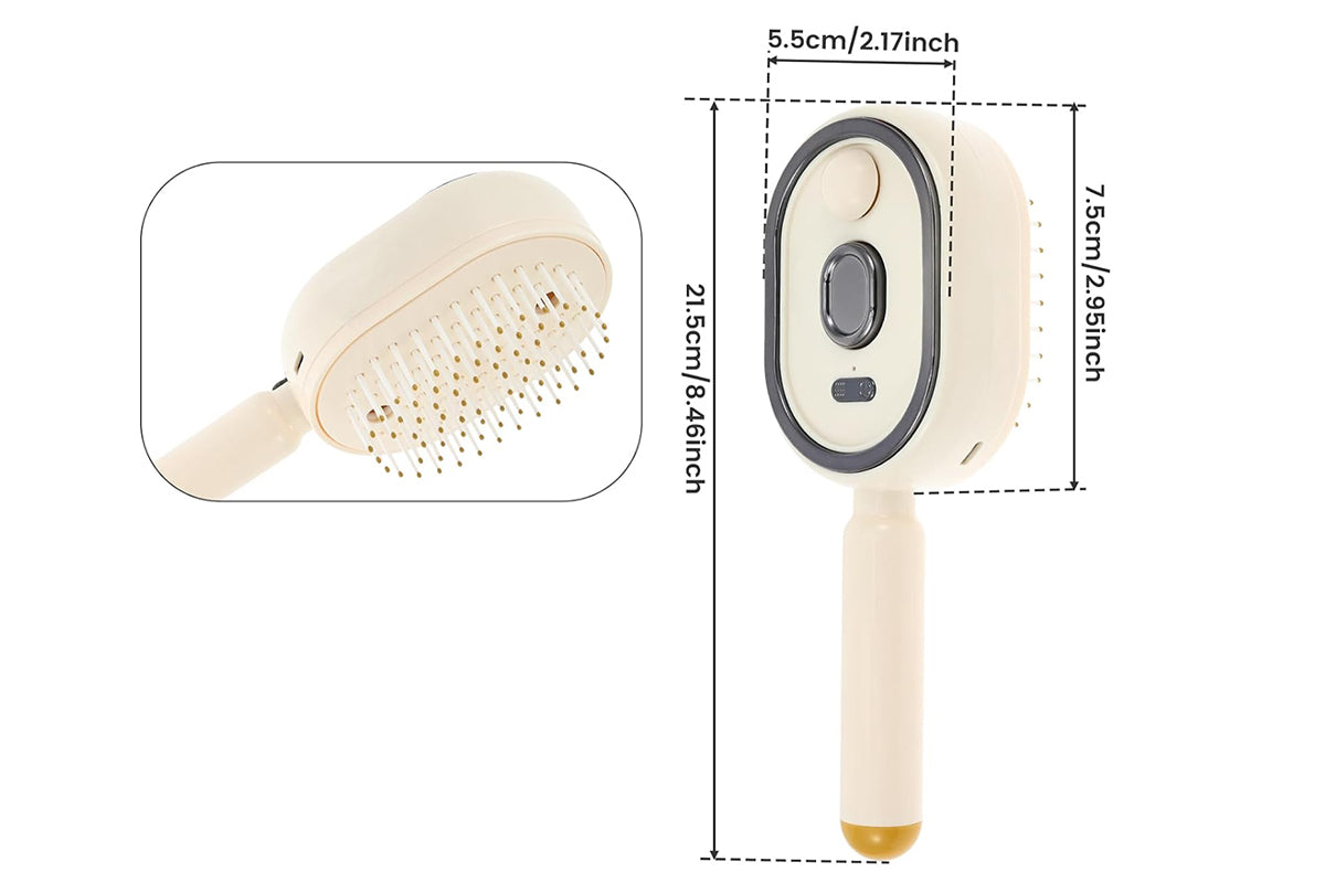 Mist Spray Cushion Comb Electric Steam Hair Brush - Beige