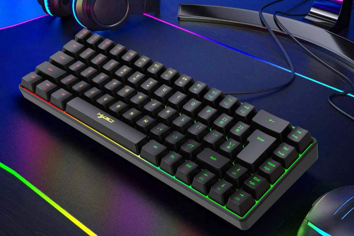 Mini Gaming Keyboard and Mouse Combo Wired K68 RGB Streamer Mini Gaming Keyboard Membrane Keyboard-Black