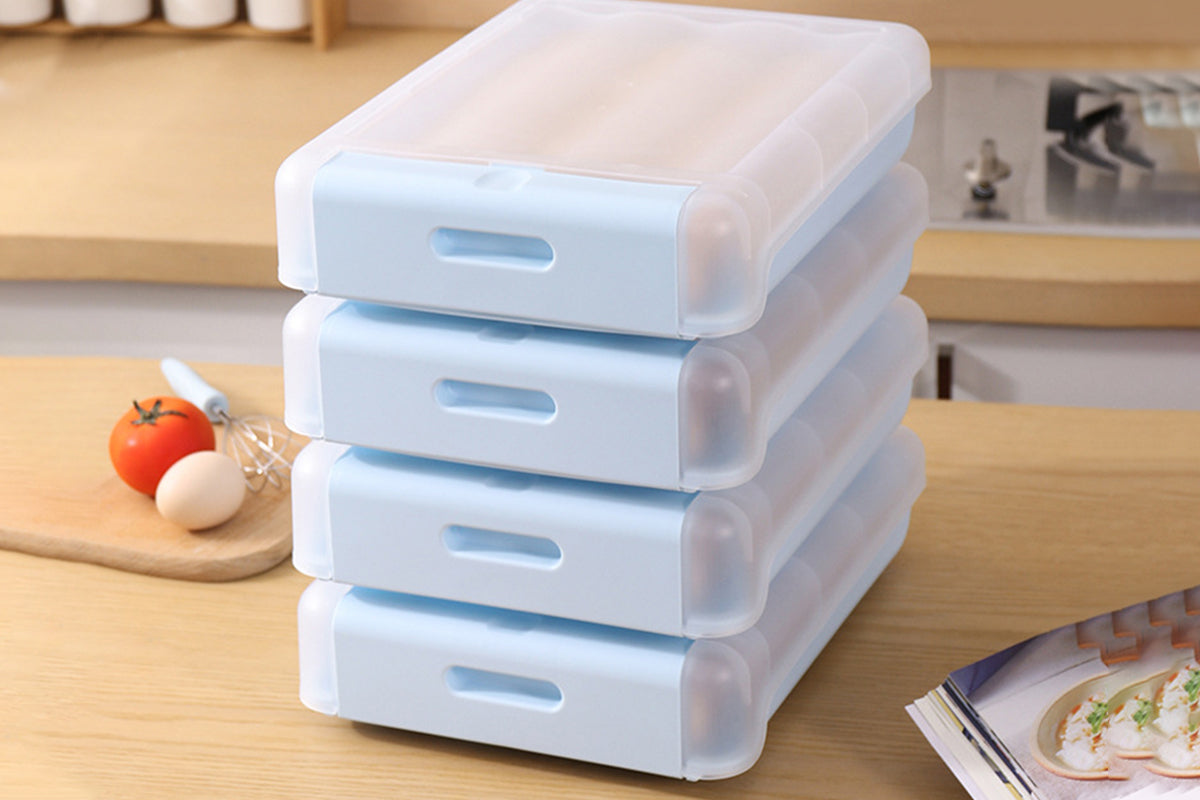 Automatic Scrolling Egg Storage Box Removable Egg Dispenser-Blue