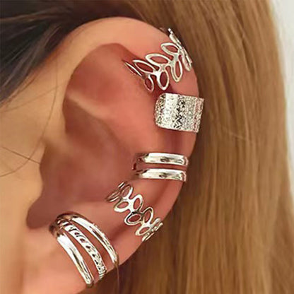 15Pcs Set Unisex Clip On Non-Piercing Earrings Fake Helix Cartilage Conch Ear Decorations Silver
